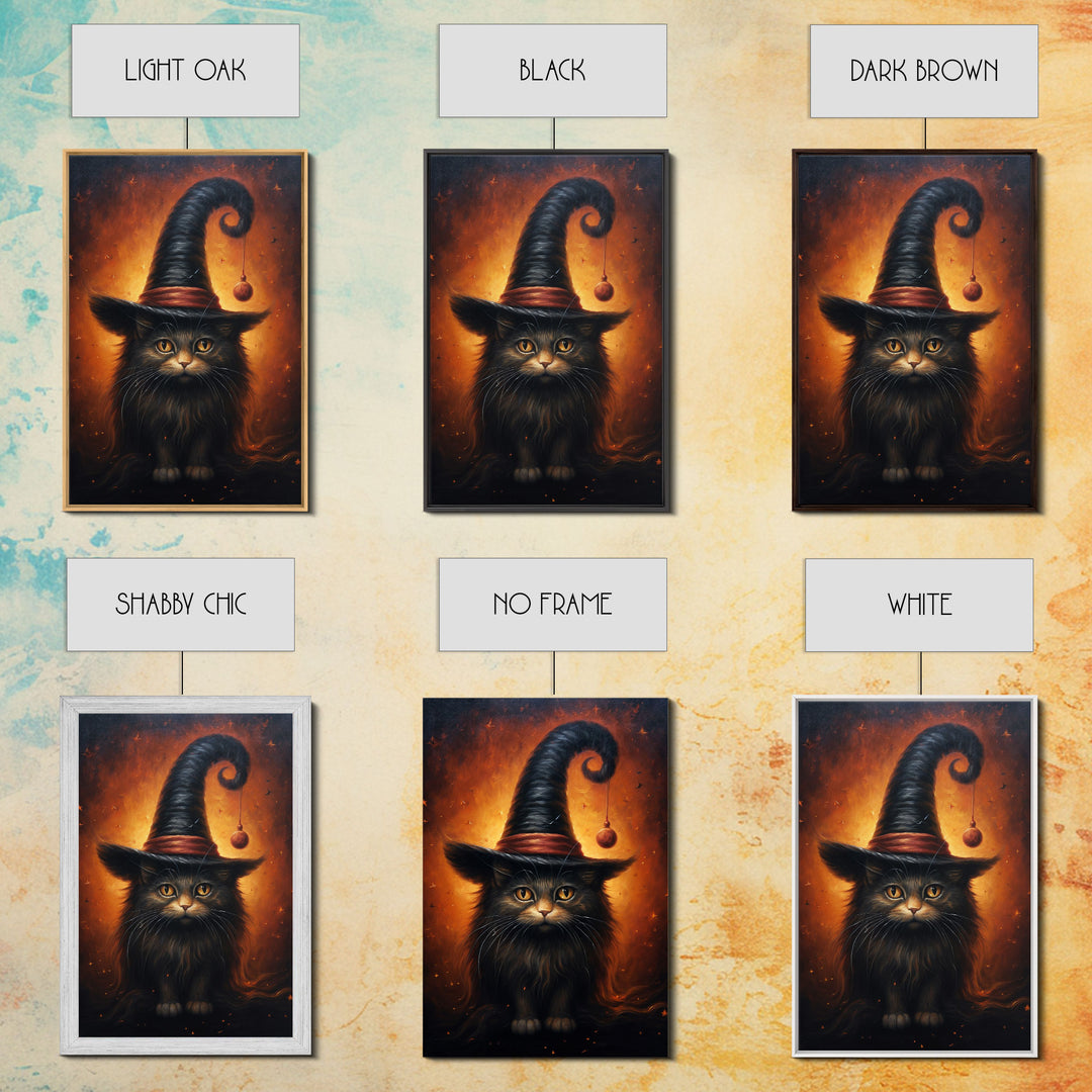 Cute Witch's Familiar Cat Halloween Art, Cat Witch, Cat Painting, Cute Cat Print, Halloween Decor