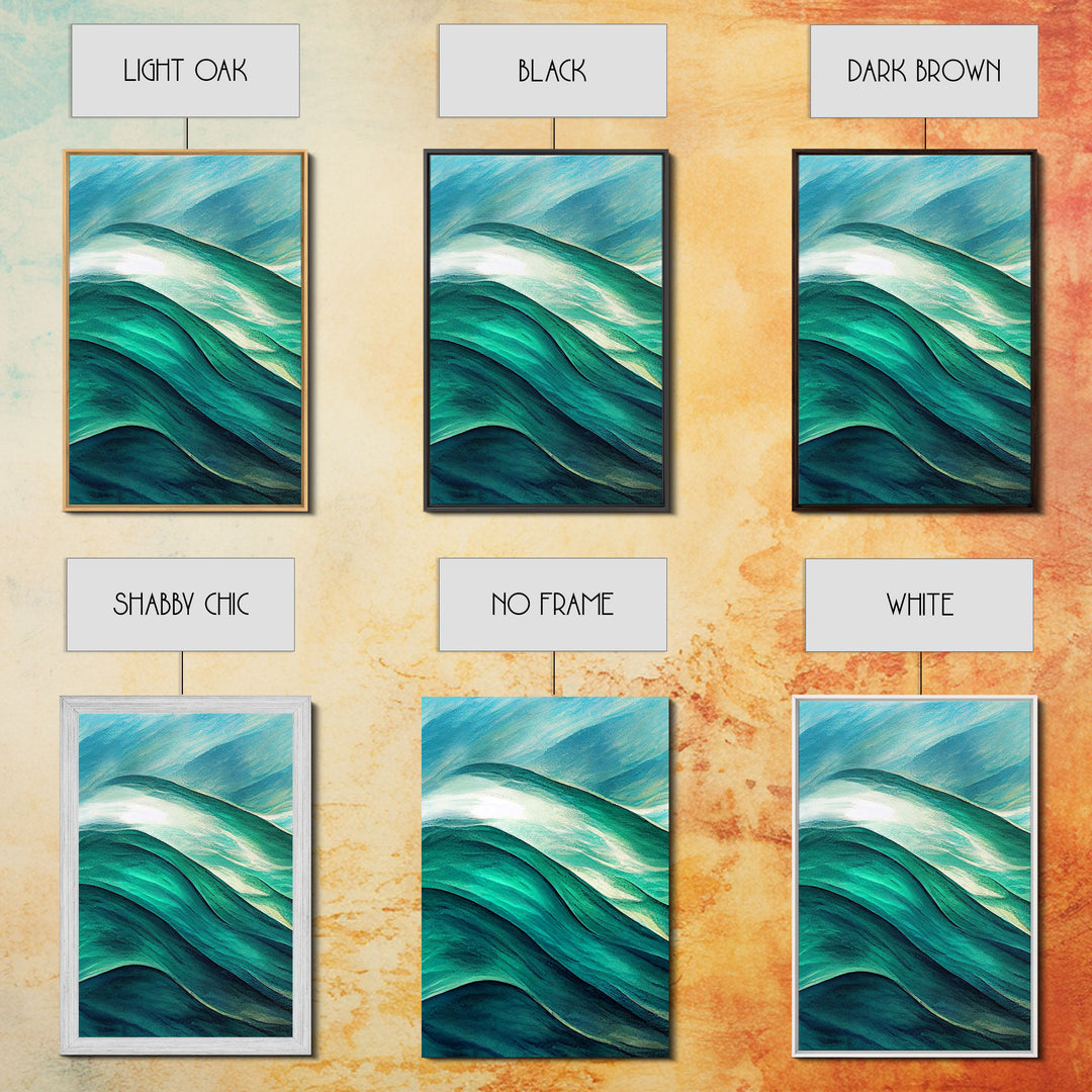 Emerald Green Wall Decor, Sea Green Ocean Waves Abstract, 3 Piece Canvas Decor, 3 Piece Wall Art, Ready To Hang Canvas Prints