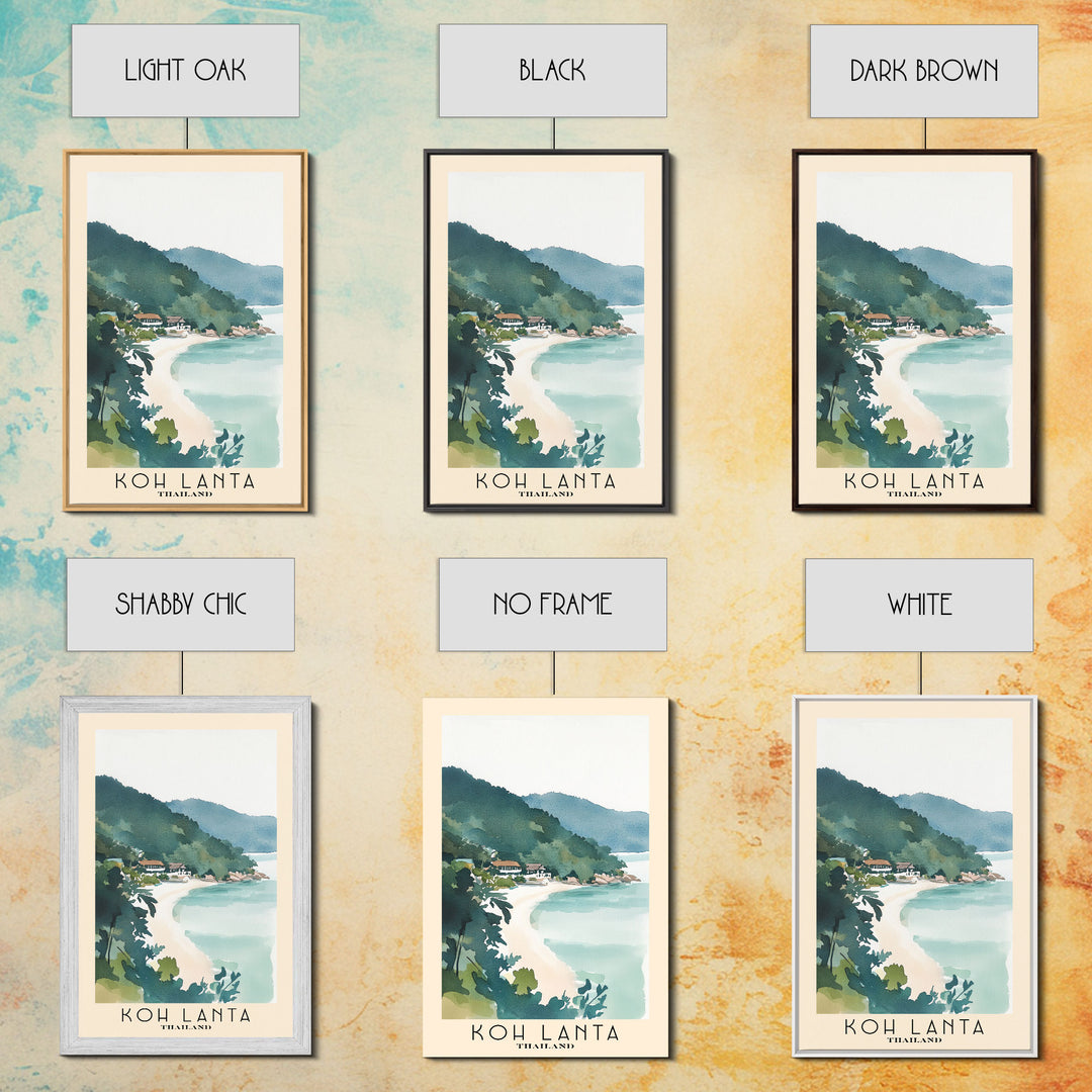 Koh Lanta, Thailand Watercolor Print, Vacation Gift, Thailand Wall Art, Beach Painting, Beach Decor, Large Wall Art, Wood Frame Art