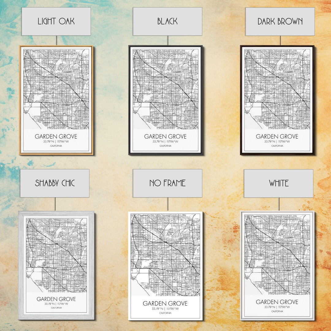 Garden Grove Street Map, California Map, City Map Art, Minimalist Art, Wall Art, Canvas Print, Black And White Map, Best Friend Gift