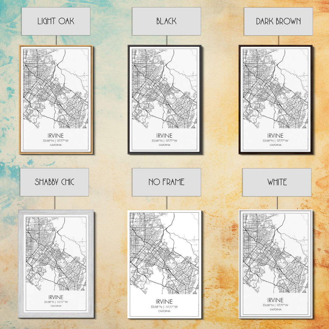 Irvine Street Map, California Map, City Map Art, Minimalist Art, Wall Art, Canvas Print, Travel Wall Print, Gift For Her, Home Office Art