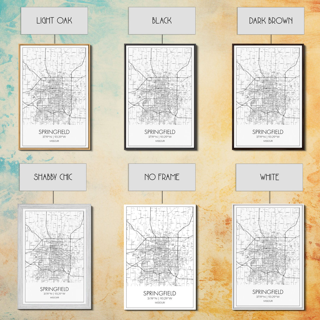 Springfield Street Map, Missouri Map, City Map Print, Modern Wall Art, Wall Art, Canvas Print, Bedroom Wall Décor, Gifts For Couple