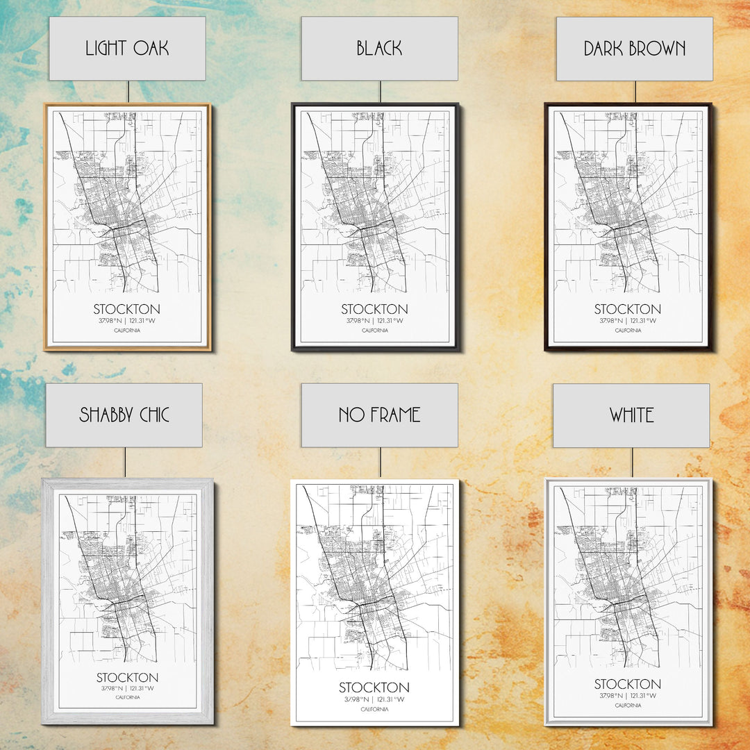 Stockton Street Map, California Map, City Map Print, Modern Wall Art, Wall Art, Canvas Print, Boyfriend Gift, Travel Wall Décor, Art Print