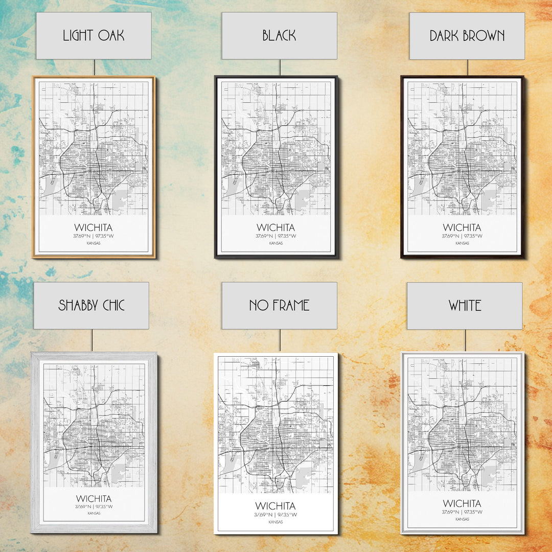 Wichita Street Map, Kansas Map, City Map Print, Minimalist Art, Wall Art, Canvas Print, Travel Wall Art, Gifts For Travelers, Canvas Art