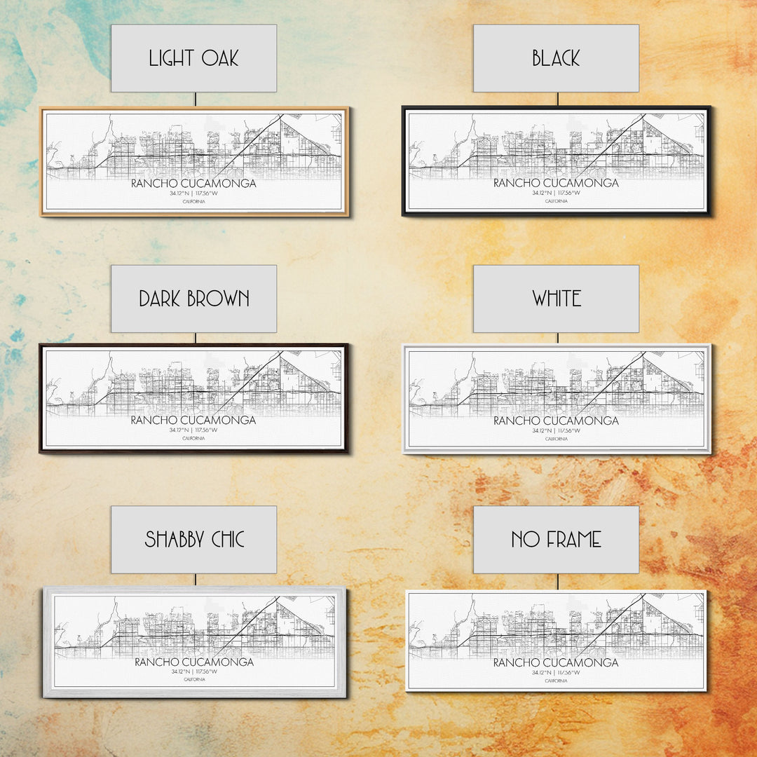 Panoramic Rancho Cucamonga City Map, California Art, Map Print, Minimalist Wall Art, Canvas Art, Housewarming Gift, Street Map, Closing Gift