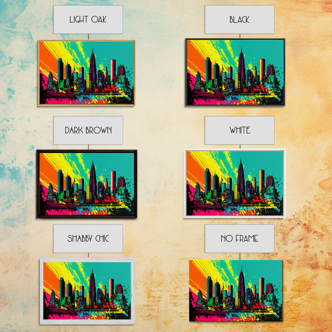 Chicago City Skyline Graffiti Art, Framed Canvas Print, Large Office Wall Decor, Huge Living Room Art