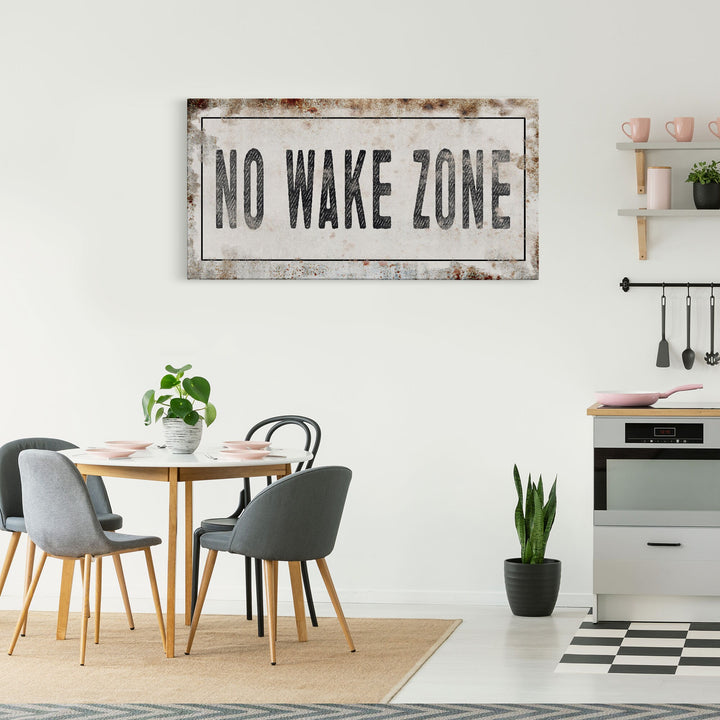 No Wake Zone Printed Canvas Rusty Sign Distressed Wall Art Cute Sign Wood Frame Wood And Canvas Sign Lakehouse Sign