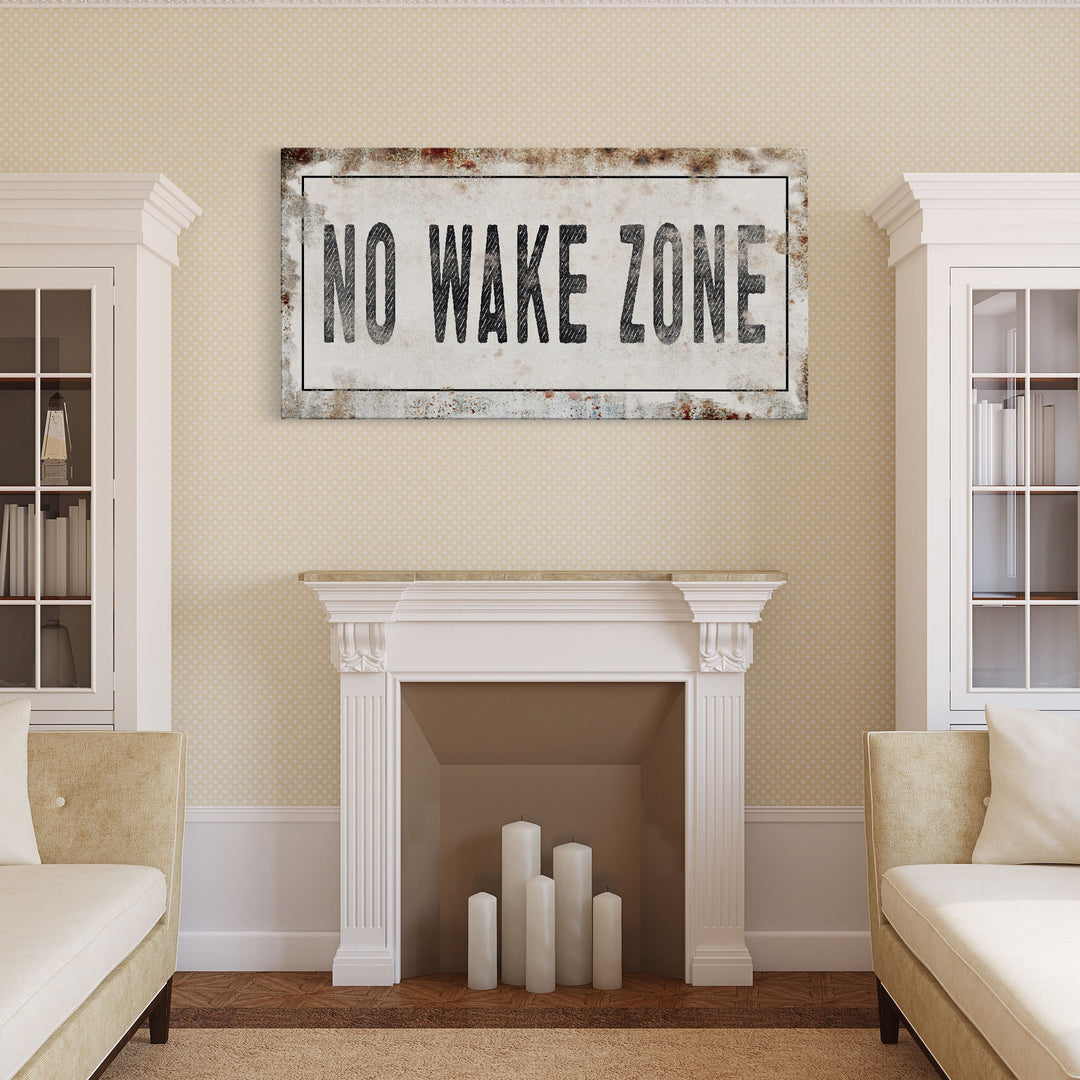 No Wake Zone Sign, Canvas Print, Framed Sign, Sign Above Bed For Lake House, Nursery Decor, Lake Wall Art