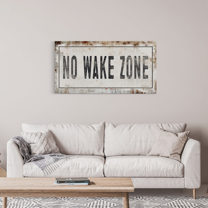 No Wake Zone Printed Canvas Rusty Sign Distressed Wall Art Cute Sign Wood Frame Wood And Canvas Sign Lakehouse Sign