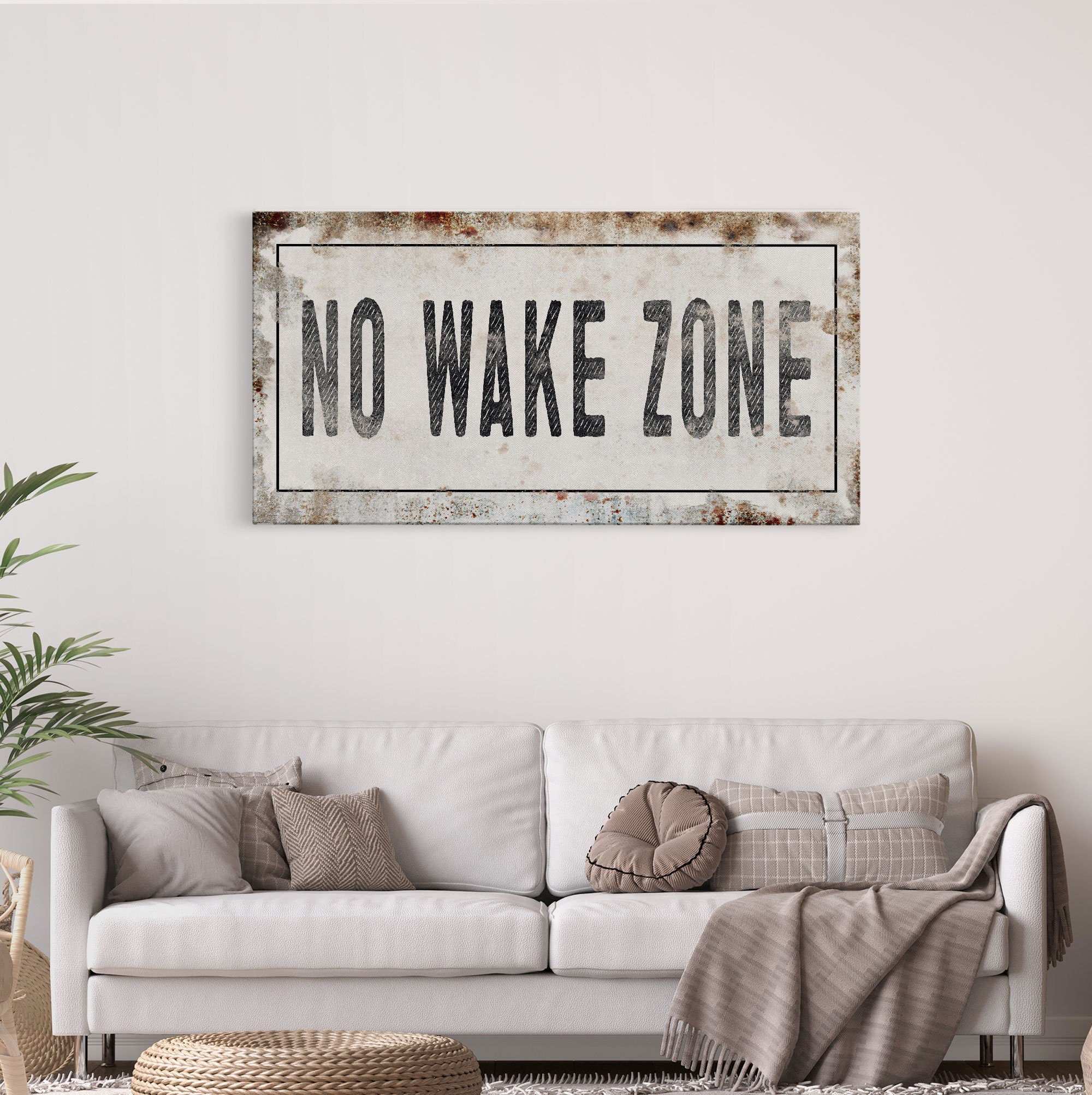 No Wake Zone Sign, Canvas Print, Framed Sign, Sign Above Bed For Lake House, Nursery Decor, Lake Wall Art