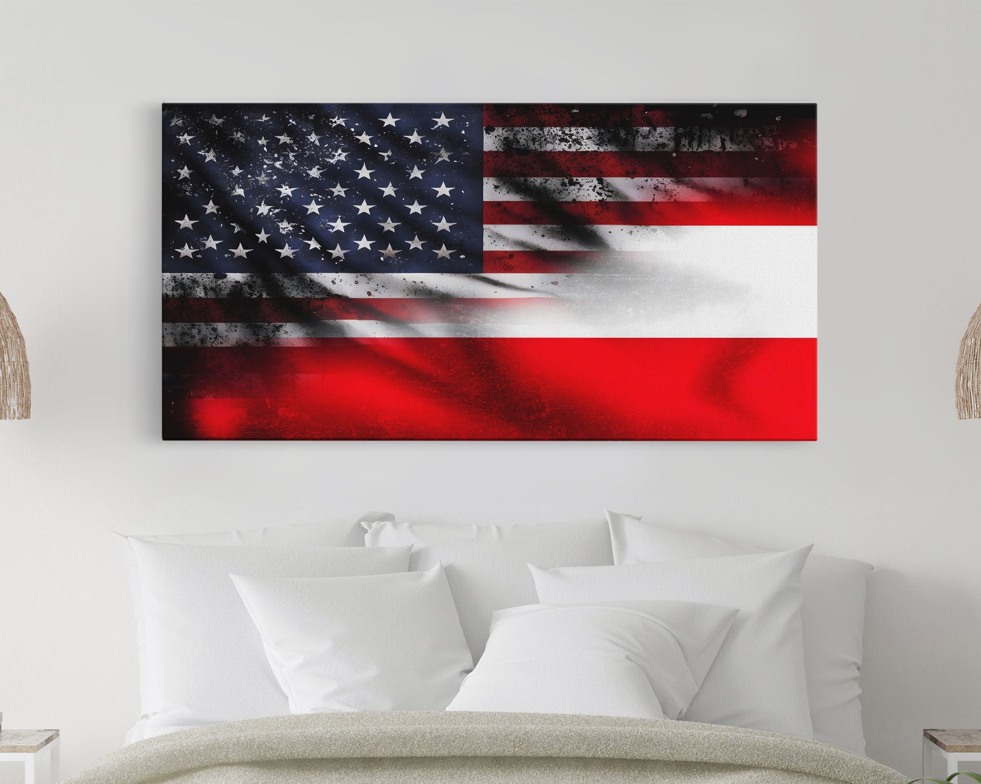 American and Austrian Flag Mashup, Austria Flag, Framed Canvas Print, Framed American Flag Art, Patriotic Immigrant Art