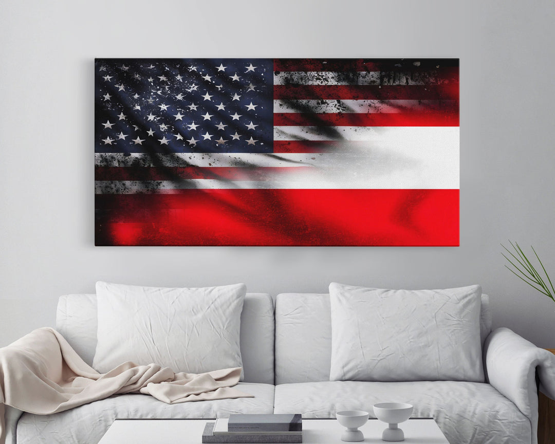 American and Austrian Flag Mashup, Austria Flag, Framed Canvas Print, Framed American Flag Art, Patriotic Immigrant Art