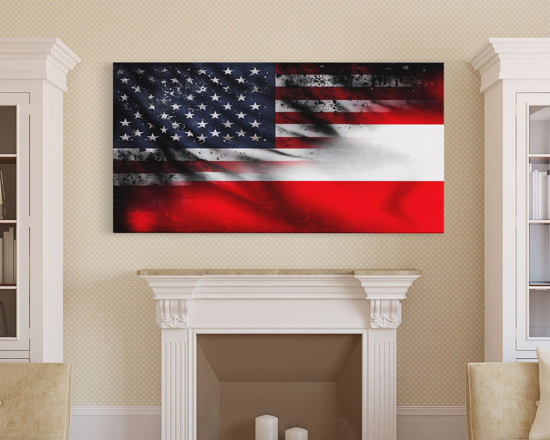 American and Austrian Flag Mashup, Austria Flag, Framed Canvas Print, Framed American Flag Art, Patriotic Immigrant Art