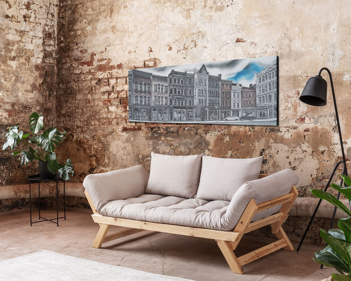 City Buildings Canvas Print, Large Urban Art Print, City Art, Row Of Buildings, Streetscape, Skyline, Panoramic, Wall Art, Canvas Print