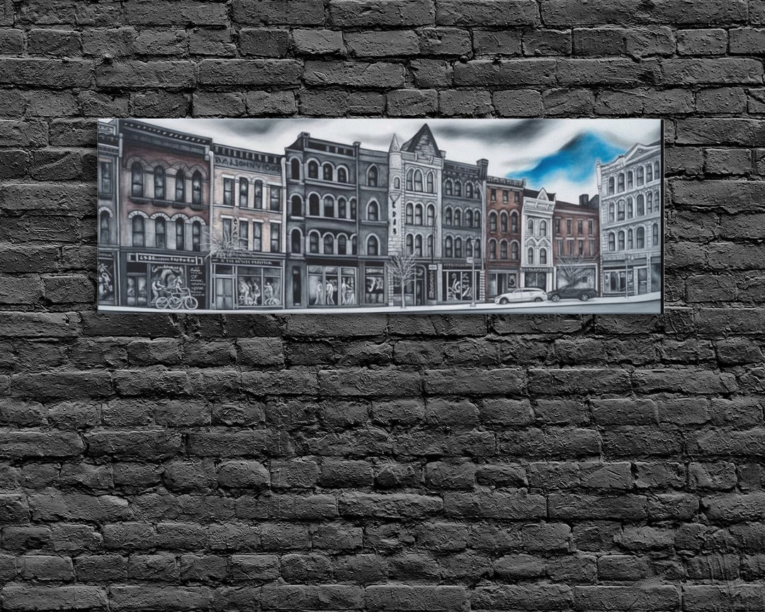 City Buildings Canvas Print, Large Urban Art Print, City Art, Row Of Buildings, Streetscape, Skyline, Panoramic, Wall Art, Canvas Print