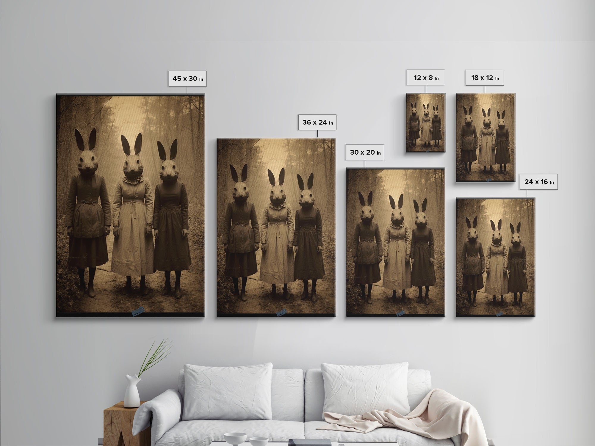 The Bunny Cult, Occult Decor, Witchcraft Art, Framed Canvas Print, Halloween Wall Art, Dark Academia, Creepy Photography, Found Footage Art